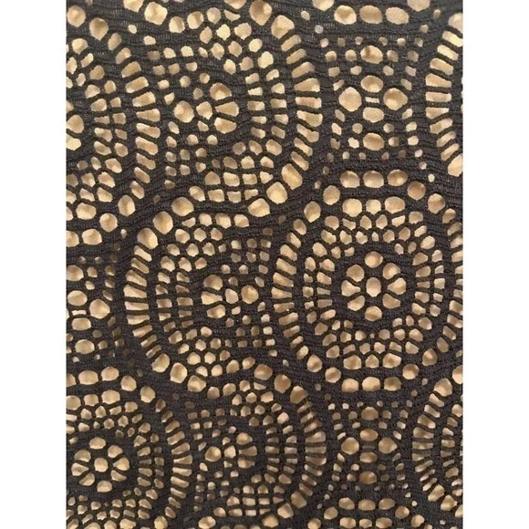 Emma & Michele Black Crochet Overlay Bell Sleeve Dress Size Small - Picture 3 of 4